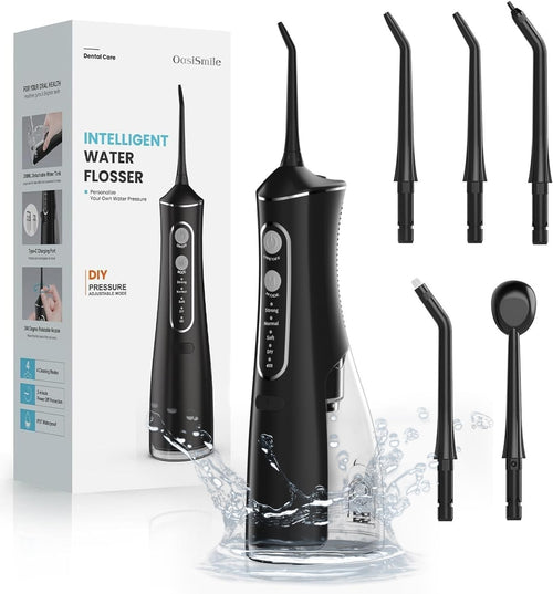Cordless Rechargeable Water Dental Flosser Oral Irrigator with 5 Modes & 5 Tips